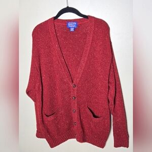 Men Pendleton 100% Wool Academia Old Money Pocket Button Cardigan, Small